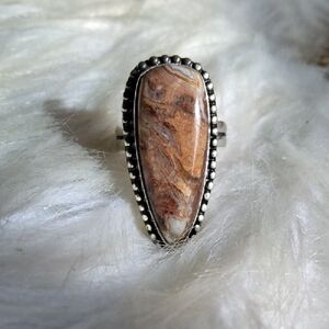 Mexican Laguna Lace Agate Silver Plated Gemstone Ring